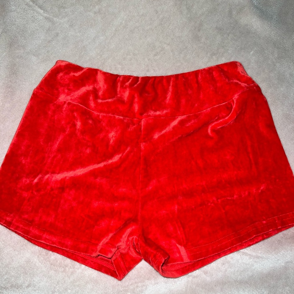 Red velvet shorts